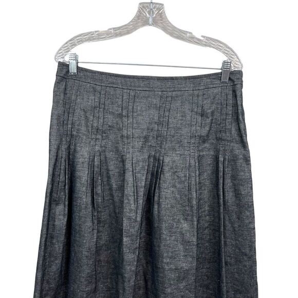 Cynthia Steffe Skirt A Line Linen Blend Pleated Lined Back Zip Gray Women Size 8 - Picture 2 of 6